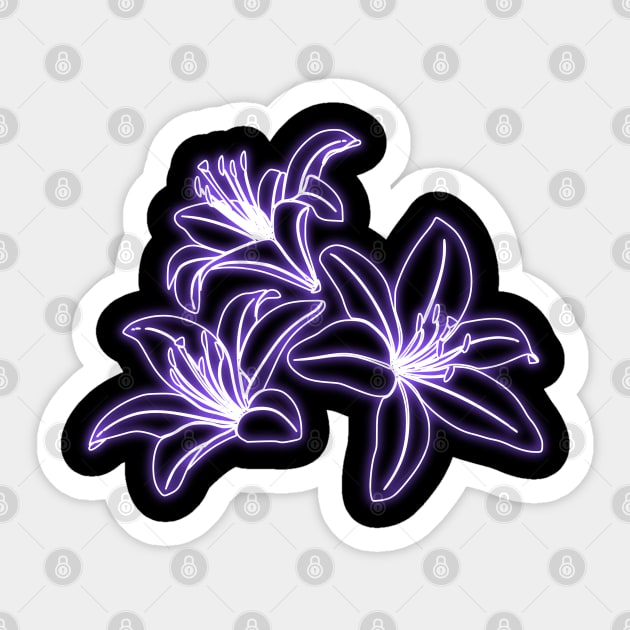 Violet Neon Lys Flowers Sticker by la chataigne qui vole ⭐⭐⭐⭐⭐